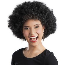 Samur Siyah Renk Kıvırcık Afro Bonus Peruk Parti Peruğu Ss