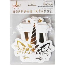 Hayaller Dükkanı Unıcorn Flama Happy Bırthday Altın Pk:1
