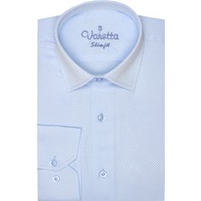 Varetta Erkek Buz Mavi Mini Desen Slim Fit Uzun Kol Erkek Gömlek