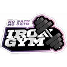 Sticker Atölyesi Fitness - Work Out - Bodybuilding - Vücut Geliştirme - Dumble - No Pain - No Gain Sticker - 24096