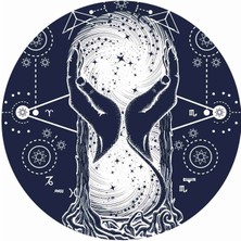 Sticker Atölyesi Yıldız Haritası - Horoscope - Burç - Kum Saati - Uzay Sticker - 30026