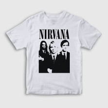 Presmono Unisex Çocuk Beyaz Band Nirvana T-Shirt