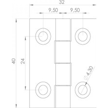 Paslanmaz Menteşe 4 cm 40 x 32 mm 1.5mm