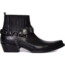 FootCourt Siyah Western Büyük Boy Kovboy Botu Deri