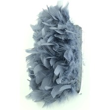 Hayalperest Boncuk Gri Biyeli Otriş Kaz Tüyü