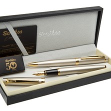 Scrikss Saten Altın Dolma ve Tükenmez Kalem Seti