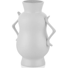 Lamedore  Bulb 2 Katlı Kulplu Beyaz Vazo 29 cm