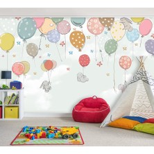Özel Duvarlar Gökyüzündeki Balonlar ve Tavşanlar Duvar Kağıdı