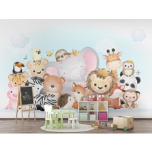 Özel Duvarlar Sevimli Hayvanlar Dünyası Çocuk Odası Duvar Kağıdı