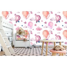 Özel Duvarlar Uçan Balonlar ve Yıldızlar Duvar Kağıdı