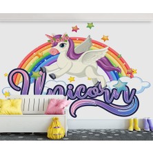 Özel Duvarlar Unicorn Boynuzlu Renkli At Çocuk Odası Duvar Kağıdı