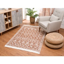 Caretta Home Siyah Beyaz Ponponlu Mistik Desenli Dokuma Kilim 60 x 90 cm