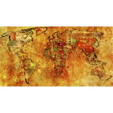 Tablosan Eski Dünya Haritası Kanvas Tablo