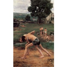 Tablosan Güreş Yapan Çocuklar Kanvas Tablo