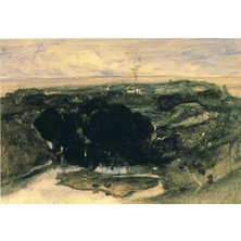 Tablosan Suluboya Soyut Dağ Görsel Kanvas Tablo