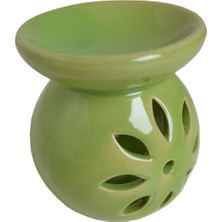 Original Boutique Lotus Çiçeği Desenli Seramik Buhurdanlık Tütsülük Mumluk Yeşil