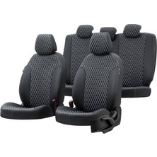 Otom Mitsubishi Canter 2+1 (3 Kişi) 2007-2015 Özel Üretim Koltuk Kılıfı Amsterdam Design Deri Siyah - Beyaz