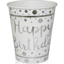 Partioutlet Happy Birthday Gümüş Karton Bardak