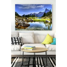 Postermanya Dağ ve Göl Manzara Kanvas Tablo 2 21 x 30 cm