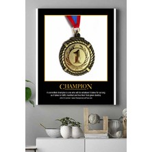 Postermanya Champion Motivasyon Kanvas Tablo 21 x 30 cm