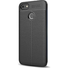 Smcase Huawei P9 Lite Mini Kılıf Niss Silikon Deri Görünümlü Arka Koruma Siyah