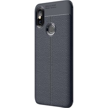 Smcase Xiaomi Mi 8 Se Kılıf Niss Silikon Deri Dokuma+Nano Ekran Koruyucu Lacivert