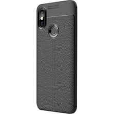 Smcase Xiaomi Redmi Note 6 Pro Kılıf Niss Silikon Deri Görünümlü Ultra Koruma Siyah