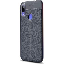 Smcase Xiaomi RedMi Note 7 Kılıf Niss Silikon Deri Görünümlü Lacivert