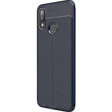 Smcase Samsung Galaxy A10s Kılıf Niss Silikon Deri Görünümlü Lacivert