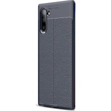 Smcase Samsung Galaxy Note 10 Kılıf Niss Silikon Deri Görünümlü Lacivert