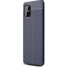 Smcase Samsung Galaxy A71 Kılıf Niss Silikon Deri Görünümlü Lacivert