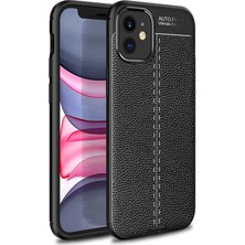 Smcase Apple iPhone 12 Kılıf Niss Silikon Deri Görünümlü Siyah
