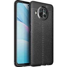 Smcase Xiaomi Redmi Note 9 Pro 5G Kılıf Niss Silikon Deri Görünümlü+Nano Glass Siyah