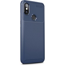Smcase Xiaomi Redmi Note 6 Pro Kılıf Karbon Dizayn Silikon + Nano Lacivert