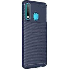 Smcase Huawei P30 Lite Kılıf Karbon Dizayn Silikon Lacivert