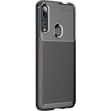 Smcase Huawei Y9 Prime 2019 Kılıf Karbon Dizayn Silikon+Nano Glass Siyah