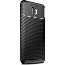 Smcase Xiaomi Redmi 8A Kılıf Karbon Dizayn Silikon+Nano Glass Siyah