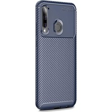 Smcase Huawei Honor 20 Lite Kılıf Karbon Silikon+Nano Glass Lacivert