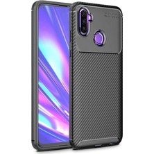 Smcase Samsung Galaxy M11 Kılıf Karbon Dizayn Silikon Siyah