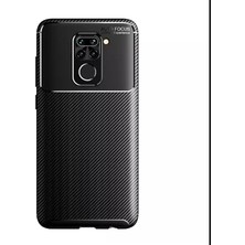 Smcase Xiaomi Redmi Note 9 Kılıf Karbon Dizayn Silikon+Nano Glass Siyah