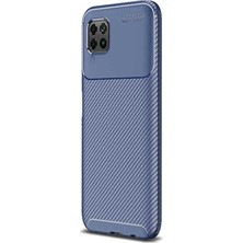 Smcase Oppo Reno 4 Lite Kılıf Karbon Silikon+Nano Glass Lacivert
