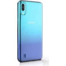 Smcase Samsung Galaxy A10 Kılıf Süper Silikon Koruma+Nano Glass Şeffaf