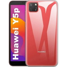 Smcase Huawei Y5P Kılıf Süper Silikon Arka Koruma+Nano Glass Şeffaf