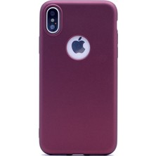 Smcase Apple iPhone X Kılıf Premier Silikon Kılıf Mat Kılıf Mürdüm