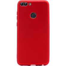 Smcase Huawei P Smart Kılıf Premier Silikon Kılıf+Nano Glass Kırmızı