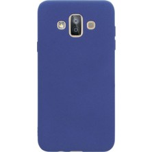 Smcase Samsung Galaxy J7 Duo Kılıf Premier Silikon+Nano Glass Ekran Koruma Lacivert