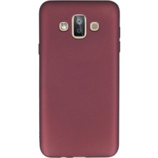 Smcase Samsung Galaxy J7 Duo Kılıf Premier Silikon+Nano Glass Ekran Koruma Mürdüm