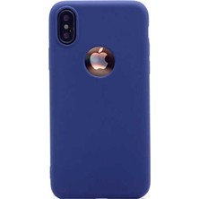 Smcase Apple iPhone Xs Kılıf Premier Esnek Lüx Silikon+Nano Glass Lacivert