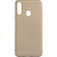 Smcase Samsung Galaxy A20s Kılıf Premier Silikon Esnek Koruma+Nano Glass Gold