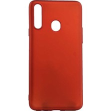 Smcase Samsung Galaxy A20s Kılıf Premier Silikon Esnek Koruma+Nano Glass Kırmızı